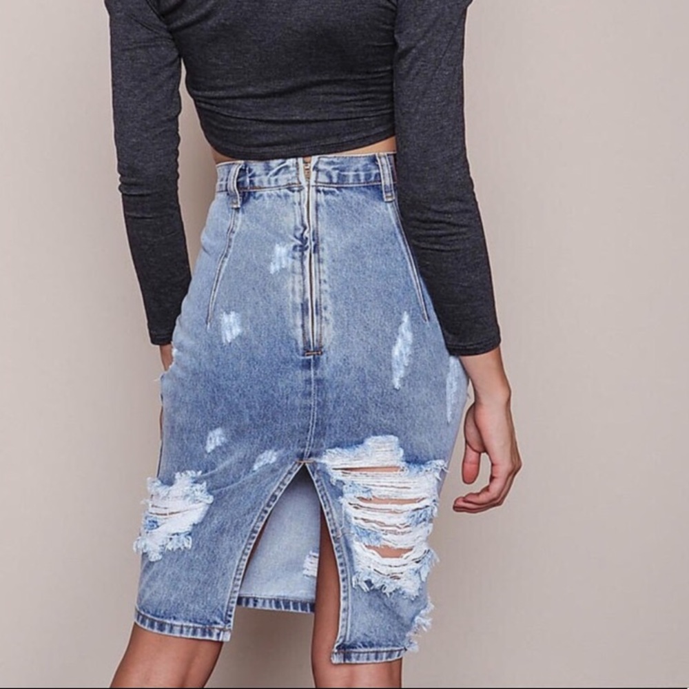 One teaspoon high waist jean skirt